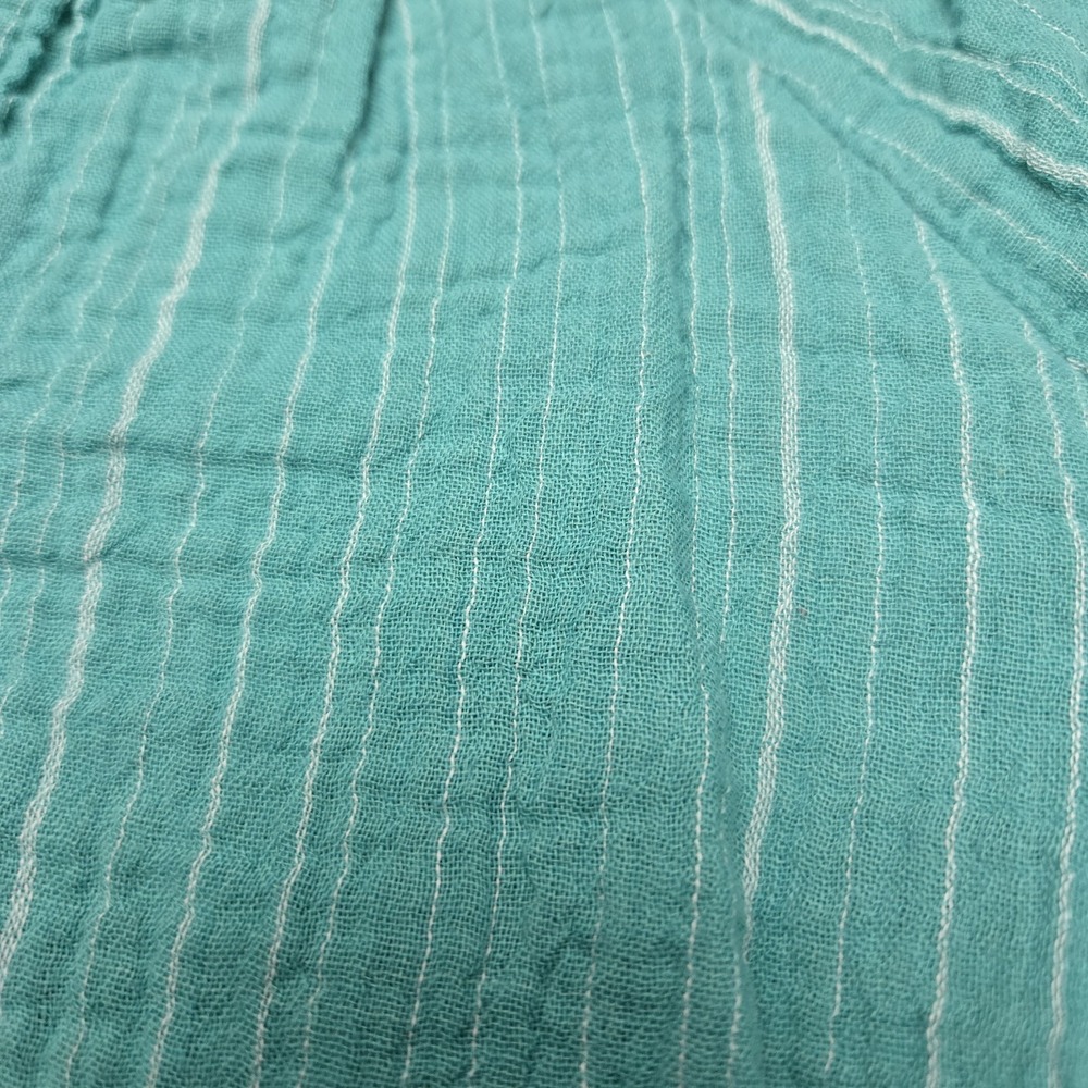 Falls Creek Striped Cotton Gauze Muslin Shirt Womens Md Turquoise Coastal Resort - Picture 5 of 7